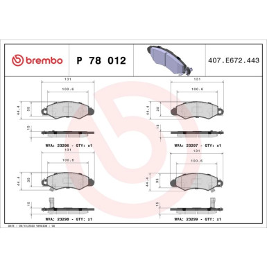 Brembo Bremsbelagsatz, Scheibenbremse PRIME LINE P 78 012