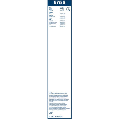 BOSCH 575 Scheibenwischer Twin 3 397 118 451 BOSCH 575 Scheibenwischer Twin 3 397 118 451