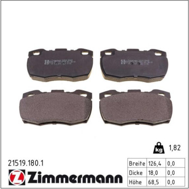 Zimmermann Bremsbelagsatz, Scheibenbremse 21519.180.1