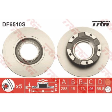 Bremsscheibe TRW SINGLE DF6510S
