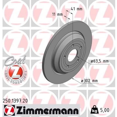 Zimmermann Bremsscheibe Coat Z 250.1397.20