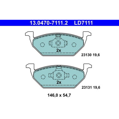 Bremsbelagsatz, Scheibenbremse ATE Ceramic 13.0470-7111.2 Bremsbelagsatz, Scheibenbremse ATE Ceramic 13.0470-7111.2