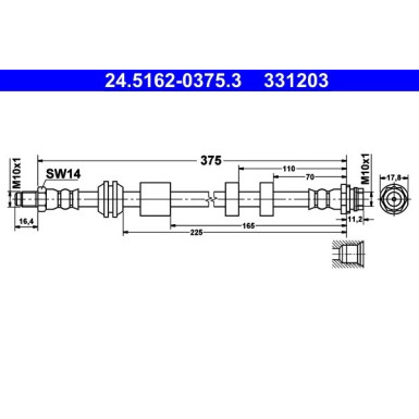 ATE Bremsschlauch 24.5162-0375.3 ATE Bremsschlauch 24.5162-0375.3