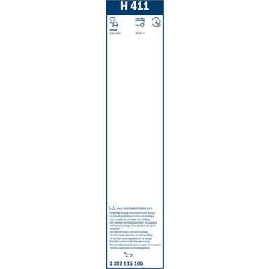 BOSCH H 411 Scheibenwischer Rear 3 397 015 105 BOSCH H 411 Scheibenwischer Rear 3 397 015 105