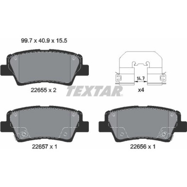 Textar Bremsbelagsatz, Scheibenbremse Q+ 2265501 Textar Bremsbelagsatz, Scheibenbremse Q+ 2265501