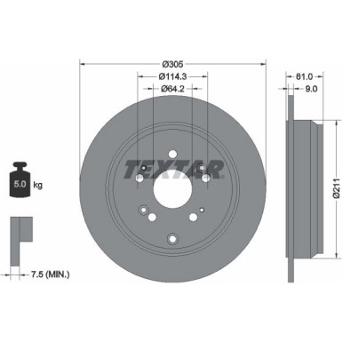 Textar Bremsscheibe PRO 92162503 Textar Bremsscheibe PRO 92162503