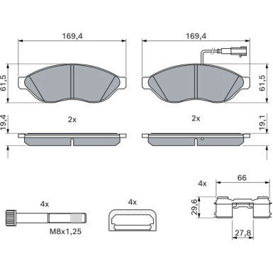 BOSCH Bremsbelagsatz, Scheibenbremse 0 986 494 591