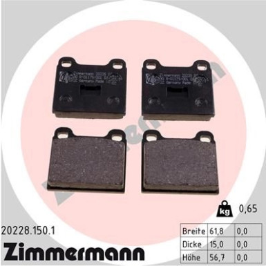 Zimmermann Bremsbelagsatz, Scheibenbremse 20228.150.1 Zimmermann Bremsbelagsatz, Scheibenbremse 20228.150.1