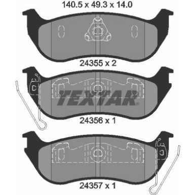 Textar Bremsbelagsatz, Scheibenbremse 2435501 Textar Bremsbelagsatz, Scheibenbremse 2435501