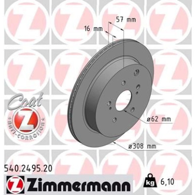 Zimmermann Bremsscheibe Coat Z 540.2495.20