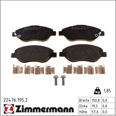 Zimmermann Bremsbelagsatz, Scheibenbremse 22476.195.2