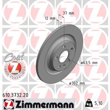 Zimmermann Bremsscheibe Coat Z 610.3732.20 Zimmermann Bremsscheibe Coat Z 610.3732.20