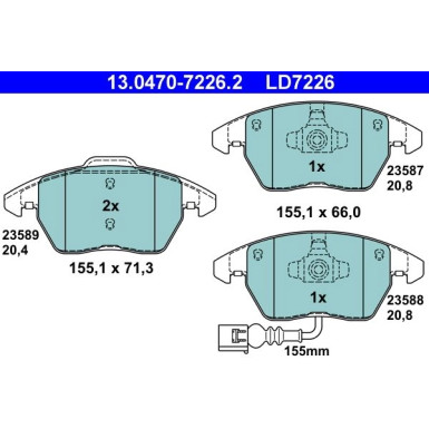 Bremsbelagsatz, Scheibenbremse ATE Ceramic 13.0470-7226.2 Bremsbelagsatz, Scheibenbremse ATE Ceramic 13.0470-7226.2