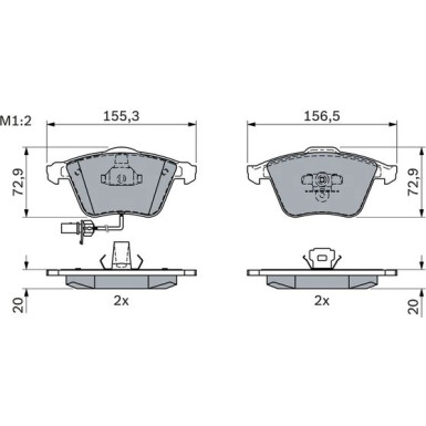 BOSCH Bremsbelagsatz, Scheibenbremse 0 986 494 104