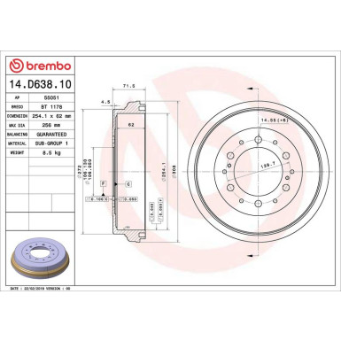 Brembo Bremstrommel ESSENTIAL LINE 14.D638.10