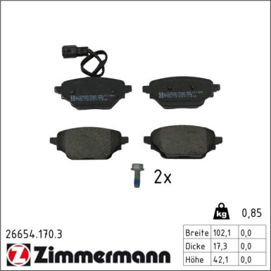 Zimmermann Bremsbelagsatz, Scheibenbremse 26654.170.3