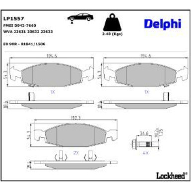 Delphi Bremsbelagsatz, Scheibenbremse LP1557