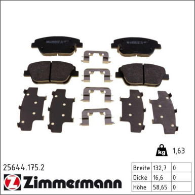 Zimmermann Bremsbelagsatz, Scheibenbremse 25644.175.2 Zimmermann Bremsbelagsatz, Scheibenbremse 25644.175.2