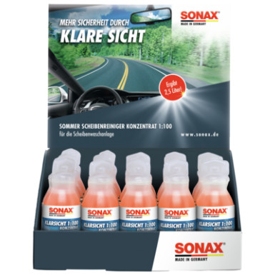 SONAX Reiniger, Scheibenreinigungsanlage KlarSicht 1:100 Konzentrat Thekendisplay 03711000