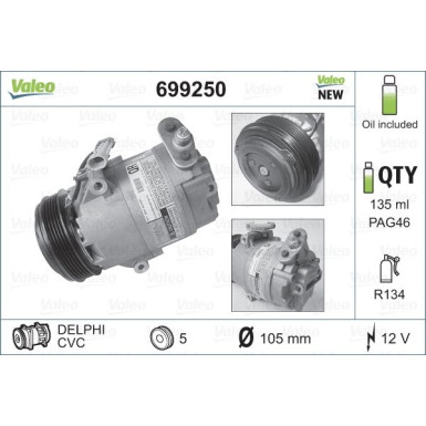 Valeo Kompressor, Klimaanlage VALEO CORE-FLEX 699250