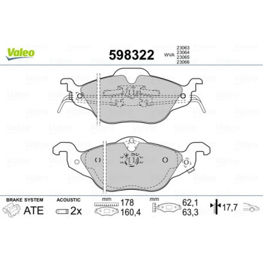 Valeo Bremsbelagsatz, Scheibenbremse 598322
