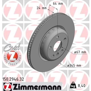 Zimmermann Bremsscheibe FORMULA F 150.2946.32 Zimmermann Bremsscheibe FORMULA F 150.2946.32