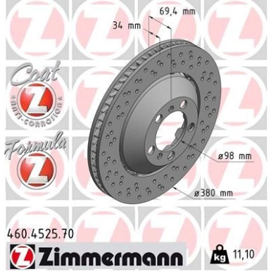 Zimmermann Bremsscheibe Formula Z 460.4525.70 Zimmermann Bremsscheibe Formula Z 460.4525.70