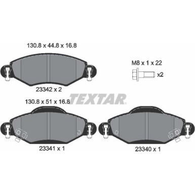 Textar Bremsbelagsatz, Scheibenbremse 2334001