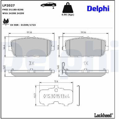 Delphi Bremsbelagsatz, Scheibenbremse LP2027 Delphi Bremsbelagsatz, Scheibenbremse LP2027