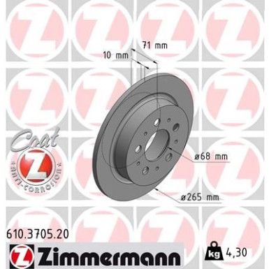 Zimmermann Bremsscheibe Coat Z 610.3705.20 Zimmermann Bremsscheibe Coat Z 610.3705.20