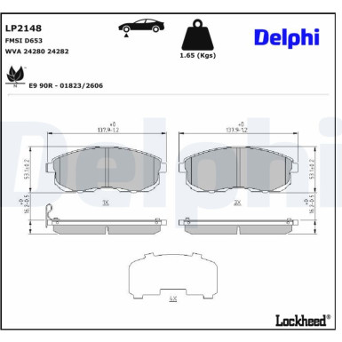 Delphi Bremsbelagsatz, Scheibenbremse LP2148