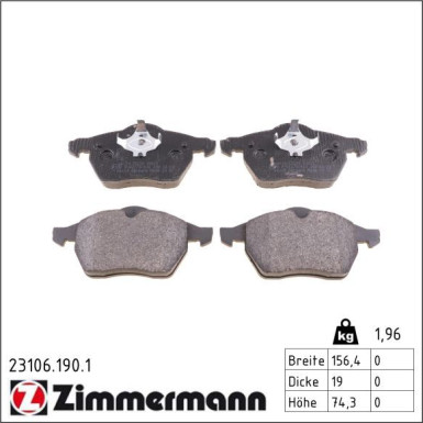 Zimmermann Bremsbelagsatz, Scheibenbremse 23106.190.1