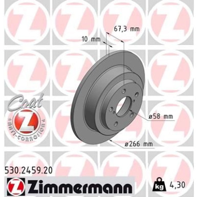 Zimmermann Bremsscheibe Coat Z 530.2459.20 Zimmermann Bremsscheibe Coat Z 530.2459.20