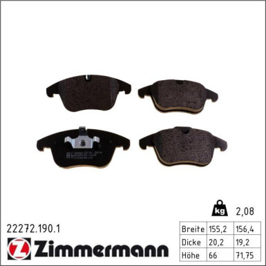 Zimmermann Bremsbelagsatz 22272.190.1 Zimmermann Bremsbelagsatz 22272.190.1