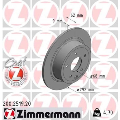 Zimmermann Bremsscheibe Coat Z 200.2519.20
