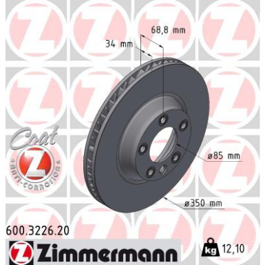 Zimmermann Bremsscheibe Coat Z 600.3226.20 Zimmermann Bremsscheibe Coat Z 600.3226.20