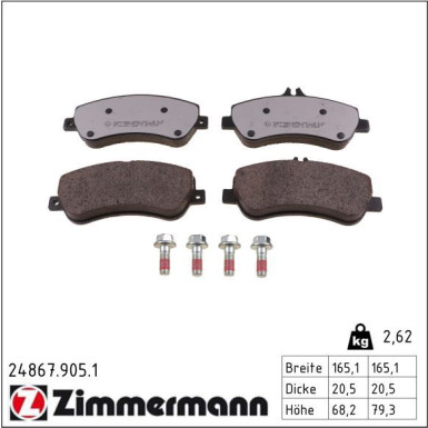 Bremsbelagsatz, Scheibenbremse 24867.905.1 Bremsbelagsatz, Scheibenbremse 24867.905.1
