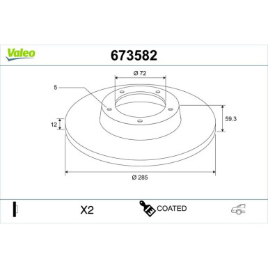 Valeo Bremsscheibe COATED 673582