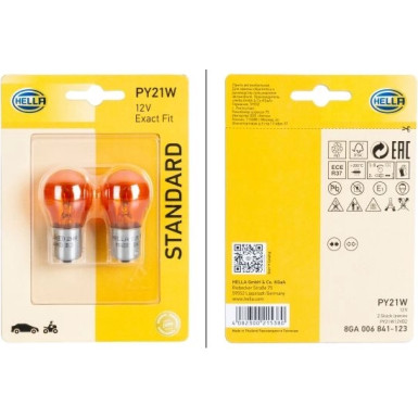 Hella 2 x HELLA Glühlampe, Blinkleuchte STANDARD 8GA 006 841-123