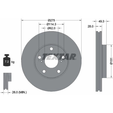 Textar Bremsscheibe PRO 92077703 Textar Bremsscheibe PRO 92077703