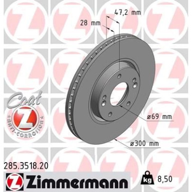 Zimmermann Bremsscheibe Coat Z 285.3518.20