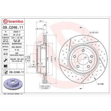 Brembo Bremsscheibe PRIME LINE - UV Coated 09.C246.11 Brembo Bremsscheibe PRIME LINE - UV Coated 09.C246.11