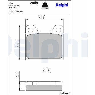 Delphi Bremsbelagsatz, Scheibenbremse LP18