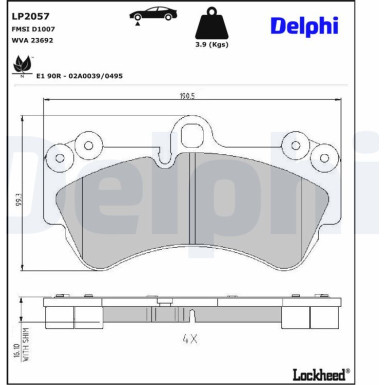 Delphi Bremsbelagsatz, Scheibenbremse LP2057 Delphi Bremsbelagsatz, Scheibenbremse LP2057