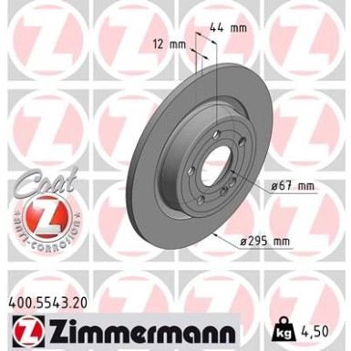 Zimmermann Bremsscheibe Coat Z 400.5543.20 Zimmermann Bremsscheibe Coat Z 400.5543.20
