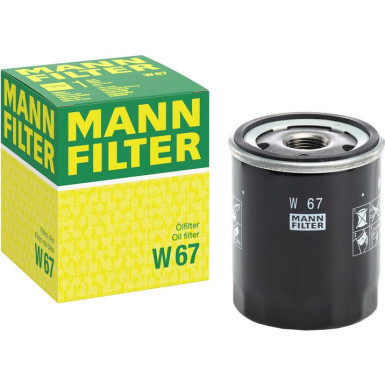 MANN-FILTER W 67 Ölfilter M 20 X 1.5, mit einem Rücklaufsperrventil, Anschraubfilter MANN-FILTER W 67 Ölfilter M 20 X 1.5, mit einem Rücklaufsperrventil, Anschraubfilter