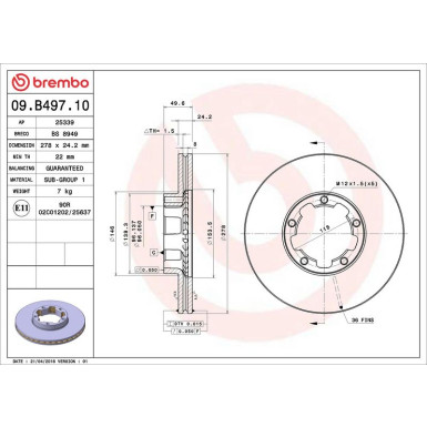 Brembo Bremsscheibe PRIME LINE 09.B497.10