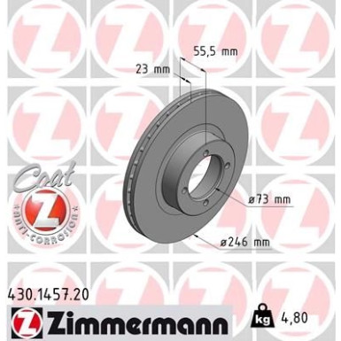 Zimmermann Bremsscheibe Coat Z 430.1457.20 Zimmermann Bremsscheibe Coat Z 430.1457.20
