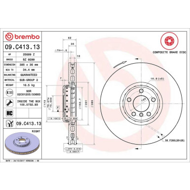 Brembo Bremsscheibe PRIME LINE - Composite 09.C413.13