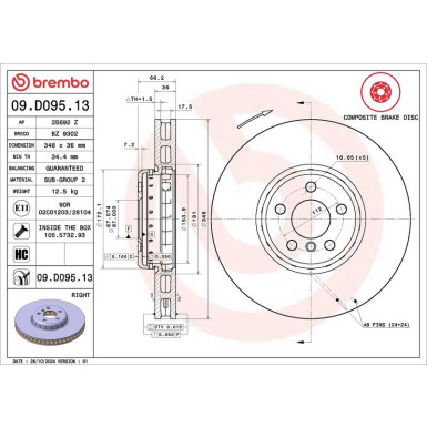 Brembo Bremsscheibe PRIME LINE - Composite 09.D095.13 Brembo Bremsscheibe PRIME LINE - Composite 09.D095.13